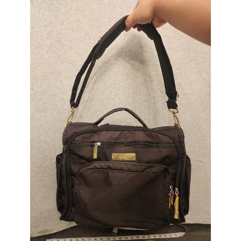Ju-Ju-Be Black‎ Diaper Bag Backpack Convertible Tote Gold Hardware Organizer